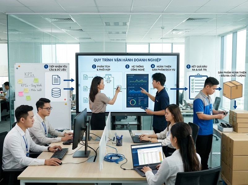 Quy trình kinh doanh từ đầu vào đến tạo giá trị và thu kết quả